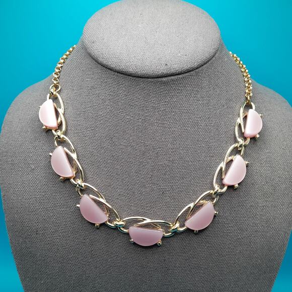 Vintage Lavender Moonglow Choker Necklace, Gold Tone, 1950s Vintage Jewelry - Picture 1 of 11